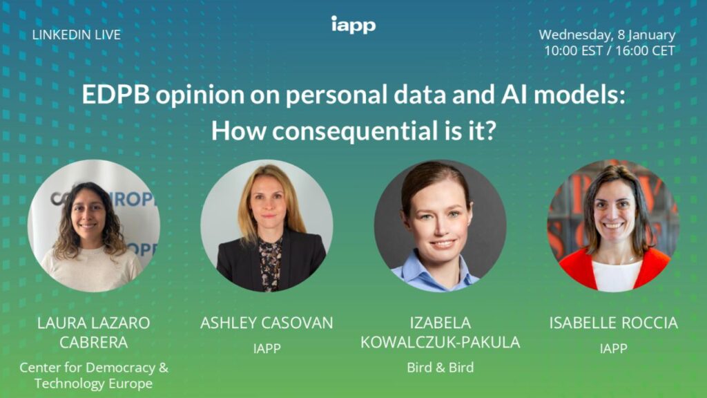 Graphic for "EDPB opinion on personal data and AI models: how consequential is it?"
